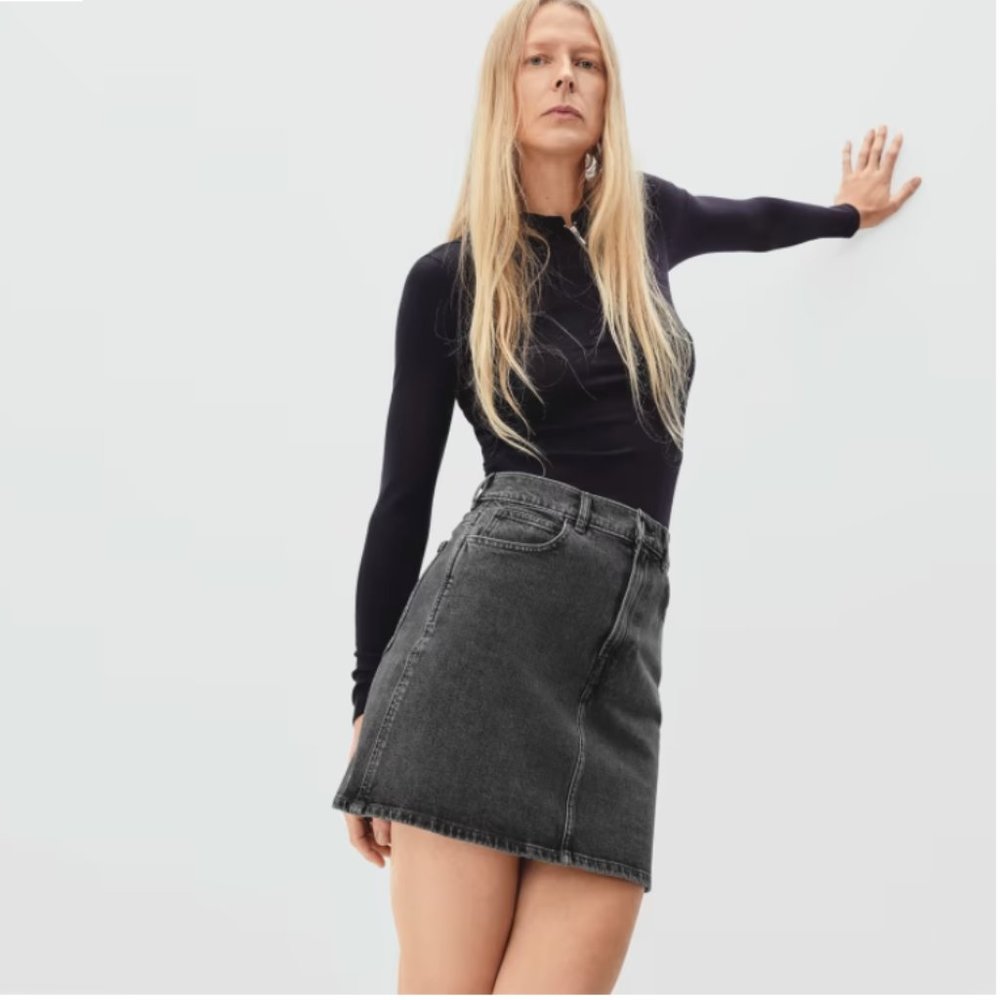 NWT The Way-High Jean Skirt Everlane in Washed Charcoal 24